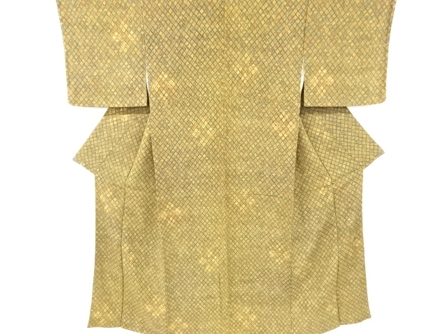 JAPANESE KIMONO / KOMON / CHIRIMEN / DIAGONAL GRID